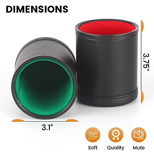 image for RERIVER 5 Pack PU Leather Dice Cups Velvet Felt-Lined Shaker Cups with