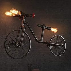 Lampara Gigante Antigua FYRKYP Lámpara Nórdico Hierro Retro Industrial Antiguo Gigante Bicicleta Agua Tubo de Pared Creativo Locomotora Café Dormitorio Restaurante Techo Luz de Techo