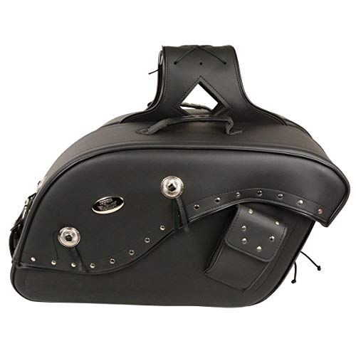 Image of Milwaukee Leather Studded Throw-Over Motorcycle Saddlebags - Synthetic Leather - Universal Fit - Zip-Off - Medium