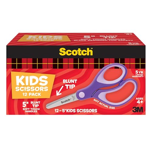 Scotch 5" Soft Touch Blunt Kid Scissors, Purple, 12 Count, Teacher's Pack by Scotch - Used condition - US$11.43