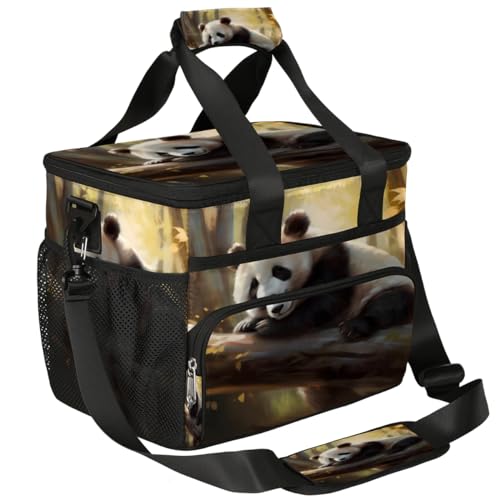 Panda Insulated Picnic Backpack Lunch Box for Women Men Picnic Basket Tote Lunch Bag Picnic Bag Portable Lunch Bags for Picnic, Beach, Work, Trip,Office, Camp Cute Panda