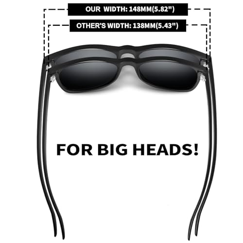 WISTON XL Size Large Polarized Sunglasses for Big Wide Heads Men and Women TR90 Ultralight UV400 Protection Glasses W8806 Blue3