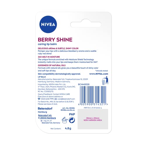 Nivea Lip Care Fruity Shine, Blackberry, 4.8G #TOP4