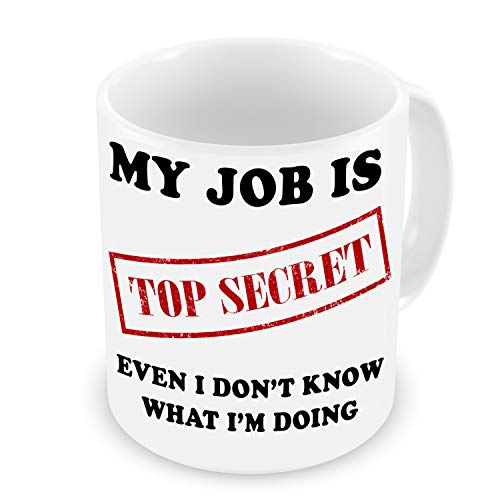GrassVillage Funny Office Mug – My Job is Top Secret Even I Don’t Know What I’m Doing – Sarcastic Gift for Coworkers, Boss, Men, Women – Work, Birthday, Retirement, Xmas – 11oz Ceramic Cup