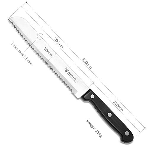 Humbee Chef 8 Inch, Serrated Bread Knife, Black #TOP1