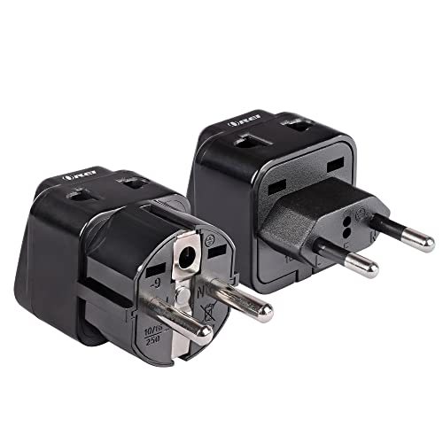 Image of OREI Europe Adapter Set - Schuko Type E /F, Type C - Universal to Europe Travel Adapter - 2 in 1 - CE Certified - RoHS Compliant - Works in Most of Europe, Albania, Austria, Belgium, Greece