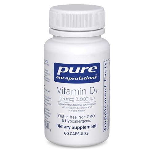 Image of Pure Encapsulations Vitamin D3 125 mcg (5,000 IU) - Supplement to Support Bone, Joint, Breast, Heart, Colon, and Immune Health* - with Vitamin D - 60 Capsules