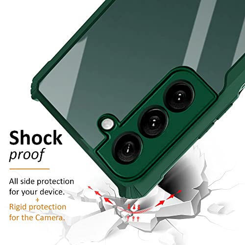 Image of WOW IMAGINE Shock Proof Clear Protective Back Case for Samsung Galaxy S22 Plus 5G - AirEDGE Technology | 360 Degree Camera Protection | Transparent Hybrid Back Case Mobile Cover - Green