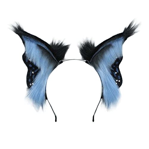 Simulation Plüsch Schmetterling Haarband Tier Ohr Haarband Cosplay Requisiten Dress Up Party Niedlicher Kopfschmuck, Blau Cover
