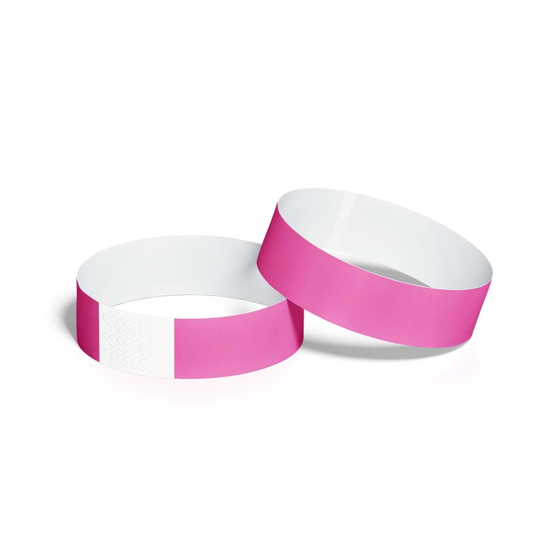ID&C Tyvek Paper Event Wristbands – 100 Numbered Tamper Proof Security Wristbands for Events, Parties & Admission – Neon Pink