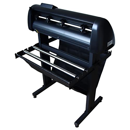 EQCOTWEA Vinyl Cutter 24in 500g Automatic Edge Patrol Cutting Plotter, Semi-Automatic DIY Vinyl Printer Cutter Machine Manual Positioning Sign Cutting with Floor Stand Software