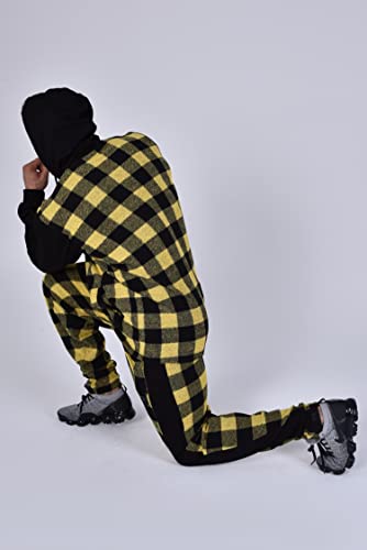 BIG SAM SPORTSWEAR COMPANY Men's Oversize Active Long Sleeve Drawstring Drop Shoulder Plaid Zip Up Hoodie Jacket3