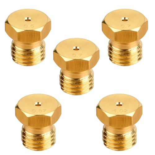 5Pcs Gicleur Gaz Butane Universels pour plaque de cuisson au gaz naturel GPL, jets, buses et injecteurs, Injecteur de Gaz Gicleur Bouteille Kit de Conversion...
