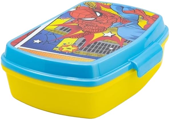 Lunchbox Spiderman Pour Enfants - Boîte à Goûter 3 Compartiments - 16,5x19,5cm - Sans BPA