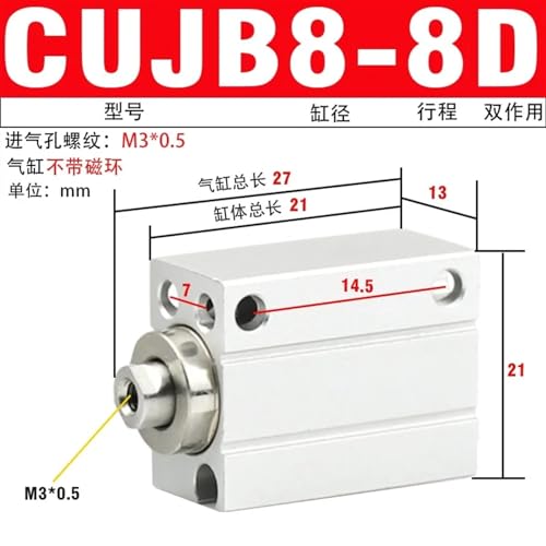 Cilindro neumático de montaje libre CUJB8 para automatización 3