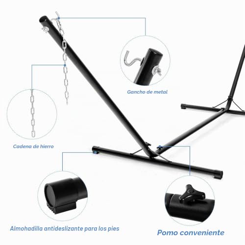Estructura para hamaca con carga de 150 kg soporte metálico estable para suelo sin árboles 4