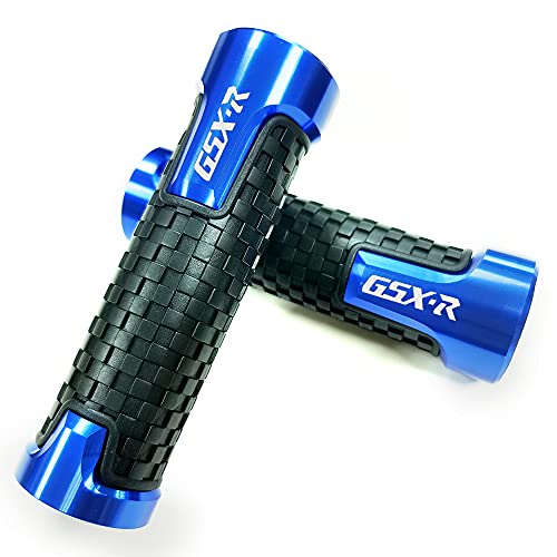 Kyobusa KY-MW-5 Blue Carbon Look Aluminum Motorcycle 22Mm Engraved Handle Bar Rubber Gel Hand Grips Cnc Bar End 7/8 Inch Compatible cover