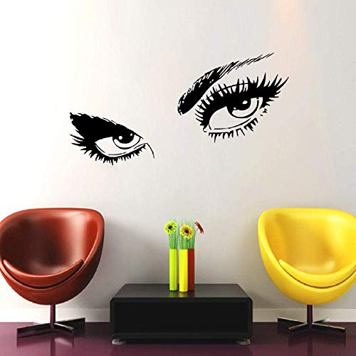 Beauty Salon Mädchen Augen Wandtattoo Interieur Make Up Frau Gesicht Wandaufkleber Haar Home Decoration Sexy Augen Kunst Wandbild Ansicht 57X28Cm Cover