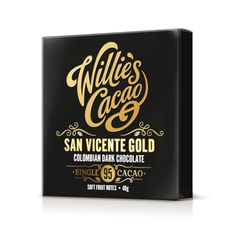Willies Cacao - 95% San Vicente Dark Chocolate bar - 40g - Soft Fruit Notes - Single Estate Colombian Cocoa - Vegan - Artisan Made