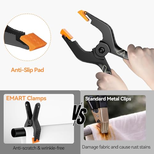 Image of EMART 12 Pack Heavy Duty Spring Clamps 9 Inch Plastic Large Professional Backdrop Clips Clamps for Backdrop Stand, Photography Studio, Balloon arch, Photoshoot, Woodworking, Crafts, Pool Cover