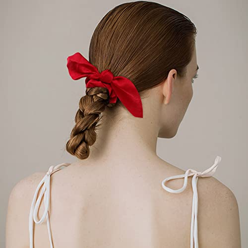 Aco-Uint 20 Pack Satin Scrunchies For Thick Hair, Hair Ties With Bow For Women'S Hair, Bunny Ear Scrunchies thumb #4
