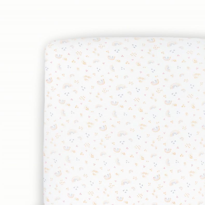 Image of Little Unicorn Premium Stretch Knit Crib Sheet |Super Soft with Optimal Stretch (Rainbows)
