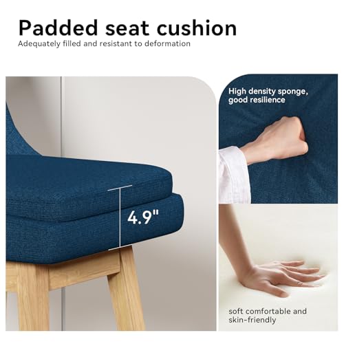 Image of 26 inch Counter Height Swivel Bar Stools, Set of 2, Deep Blue