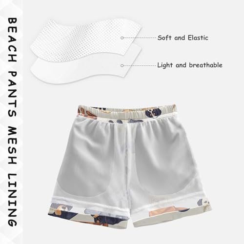 Pigsaly Boys' Swim Board Shorts Gold Corgi Husky Pug Dog Boy's Swim Trunks Kids Swimwear M4