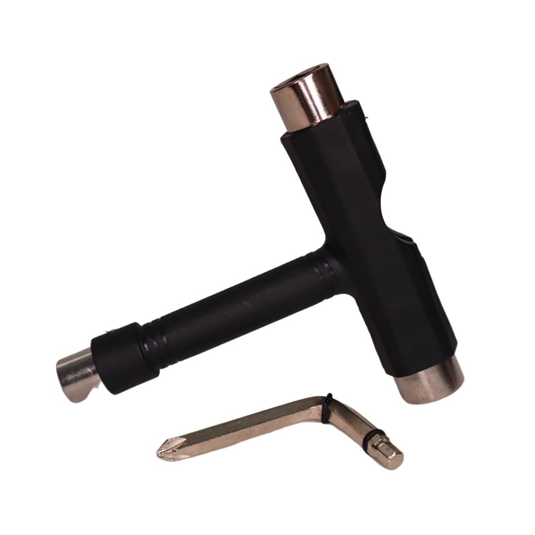 All-in-One Skate Tool – Multi-Function T or Y Style for Roller Skates, Inline Skates, Skateboards & Longboards – Portable Skate Wrench for Bearings & Wheels (T-Tool)