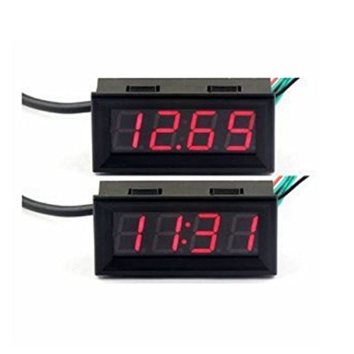 0.56" DC 12V Digital Car Clock Thermometer Voltmeter 3in1 Red LED Auto Gauges