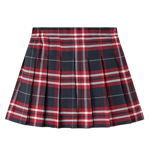 Karierter Faltenrock für Mädchen, 2–14 Jahre, rot, 6-7 Jahre