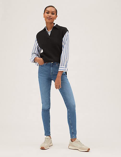 Image of Marks & Spencer Womens Light Wash High Rise Skinny Fit Jeans
