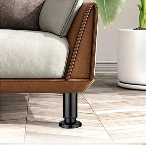 Patas de muebles de metal negras de 4 piezas con altura ajustable 7