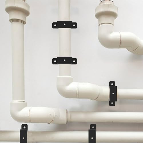 Image of 4Pcs Square Pipe Clamp, Black Strap Post Ties Brackets, U Shaped Connector Bracket, Wood Deck Fence Post Tie for Water Pipes, Balcony Railing, Stairs Railing (Pack of 2)