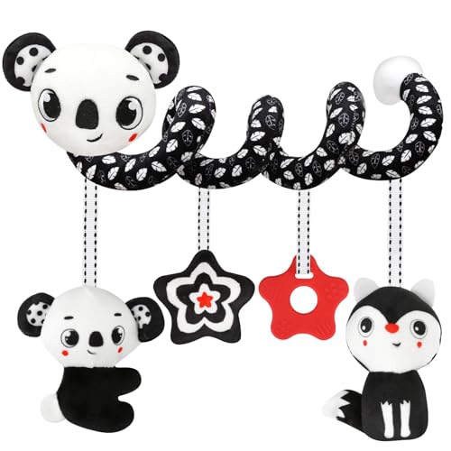 Image of FQKIOMY Black and White High Contrast Baby Toys - Sensory Infant Hanging Carseat & Stroller Toy for Newborns 0-6,6-12Months Perfect Easter Birthday & Baby Shower for Babies Boys Girls