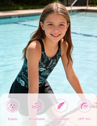 Image of ALISISTER Girls Tankini Swimsuit Two Piece Bathing Suits Summer Beach Swimwear with Shorts for 7-12 Years