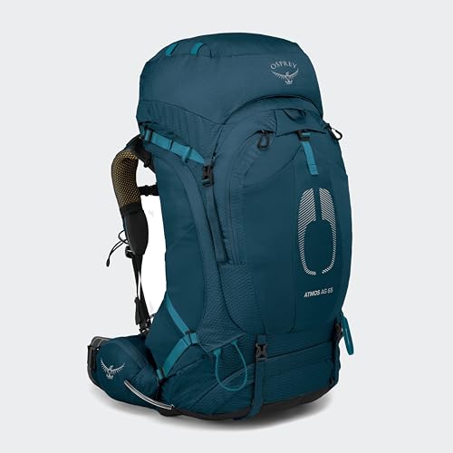 Image of Osprey Atmos AG 65L Men's Backpacking Backpack, Blue S-M
