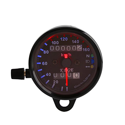 Qiilu Tachymètre Moto Universel 12V Odomètre Moto Odomètre Signal Tachymètre Signal Dual Display KM/H Métal