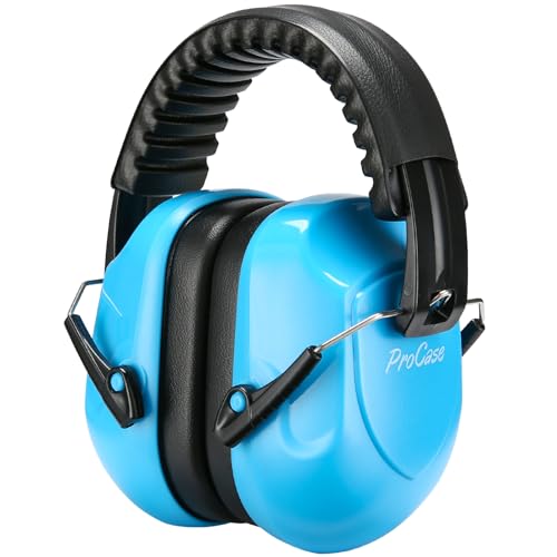 ProCase Noise Reduction Ear Muffs, NRR 28dB Hearing Protection Headphones Headset, Professional Noise Cancelling Ear Defenders for Construction Work Sports Events Studying Woodworking -Pure Blue