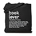 TSIIUO Women's Book Lover Noun Canvas Tote Bag Funny Reader Gift Library Reusable Shopping Canvas Bag Black