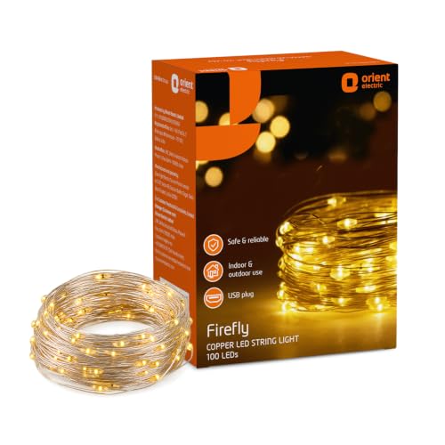Image of Orient Firefly Copper LED 10 m 100 LEDs String Light for Home Decoration | Indoor and Outdoor use | USB Powered | Warm White, Pack of 1