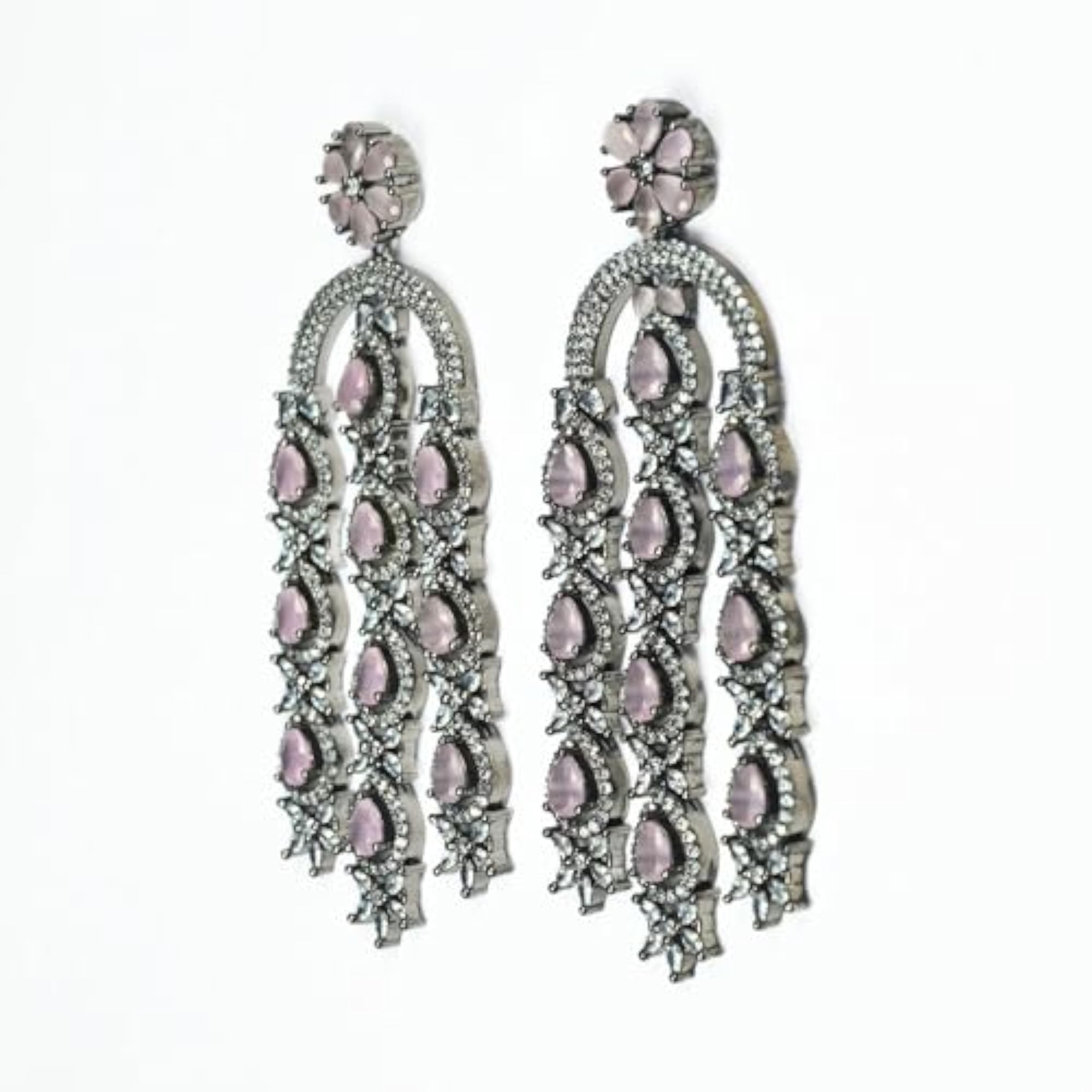 Women's Blush Glow Dangler Earrings, Elegant Design
