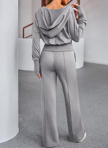 Herseas Womens 2 Piece Casual Outfit Workout Hoodie Sweatsuits with Sweatpant Travel Airport Track Suits Lounge Sets3