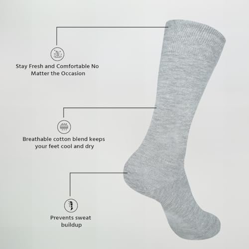 Image of BALENZIA Men Dress Socks |Pack of 8| Trouser Sock Stretchy |Casual Wear|Everyday Comfort In Solid Colors