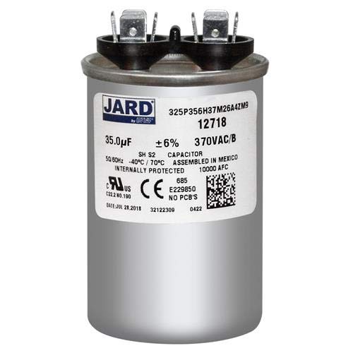 (2) Pack, 35 uF x 370 VAC - Jard # 12718 Round Dual Run Capacitor