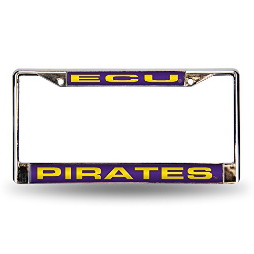 Rico Industries NCAA East Carolina Pirates Laser Cut Inlaid Standard Chrome License Plate Frame