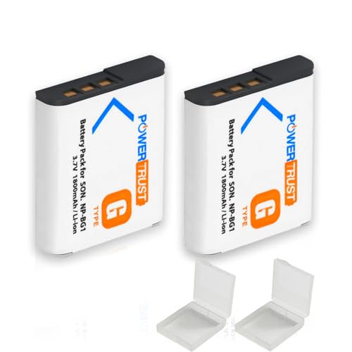 PowerTrust 2X NP-BG1 NP BG1 FG1 Battery for Sony DSC-H3 DSC-H7 DSC-H9 DSC-H10 DSC-H20 DSC-H50 DSC-H55 DSC-H70 DSC-HX30V DSC-W290 DSC-WX1 DSC-HX10V Cameras