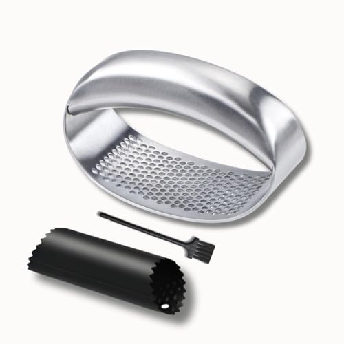 CLOVE Premium 18/8 Stainless Steel Garlic Crusher Press Rocker with Peeler