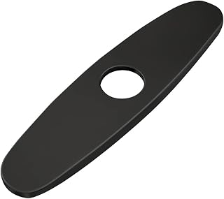 Placa embellecedora de acero inoxidable para grifo, baño o cocina, 10" de diámetro, color negro