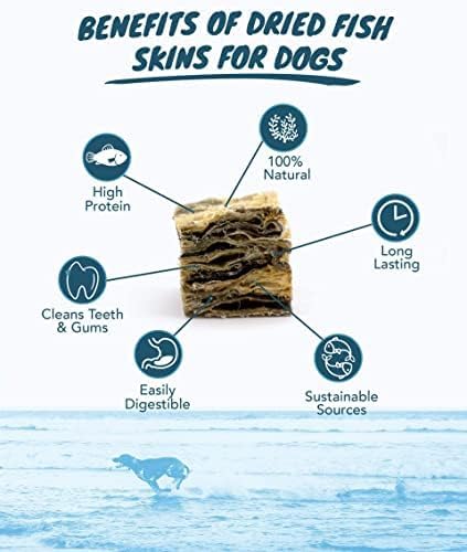 SKIPPER'S Fish Skin Jerky Cubes, Gently Air Dried Dog Treats, Healthy & Natural Treat for Dogs Hypoallergenic Grain Free - Image 3